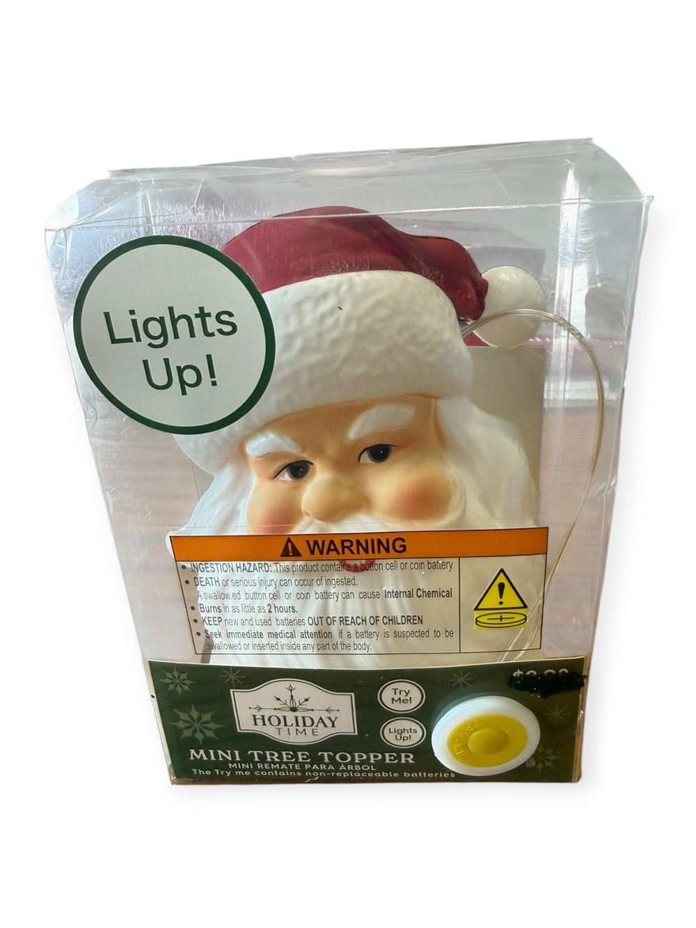 Mr. Christmas Lighted Miniature Santa Claus Blow Mold Tree Topper 6” or